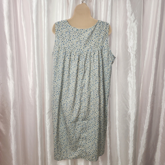 Vintage Style Blue Floral Sleeveless Nightgown 2X - Picture 2 of 8